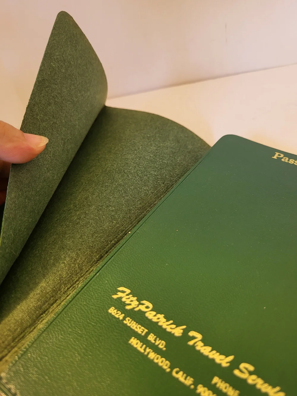 1960s Leather Travel Document Holder Fitzpatrick Travel Services Hollywood, CA